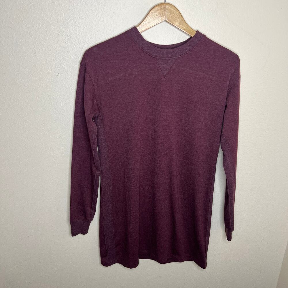 The Normal Brand Puremeso Weekender Dress Long Sleeve Wine Heather Sz XS
